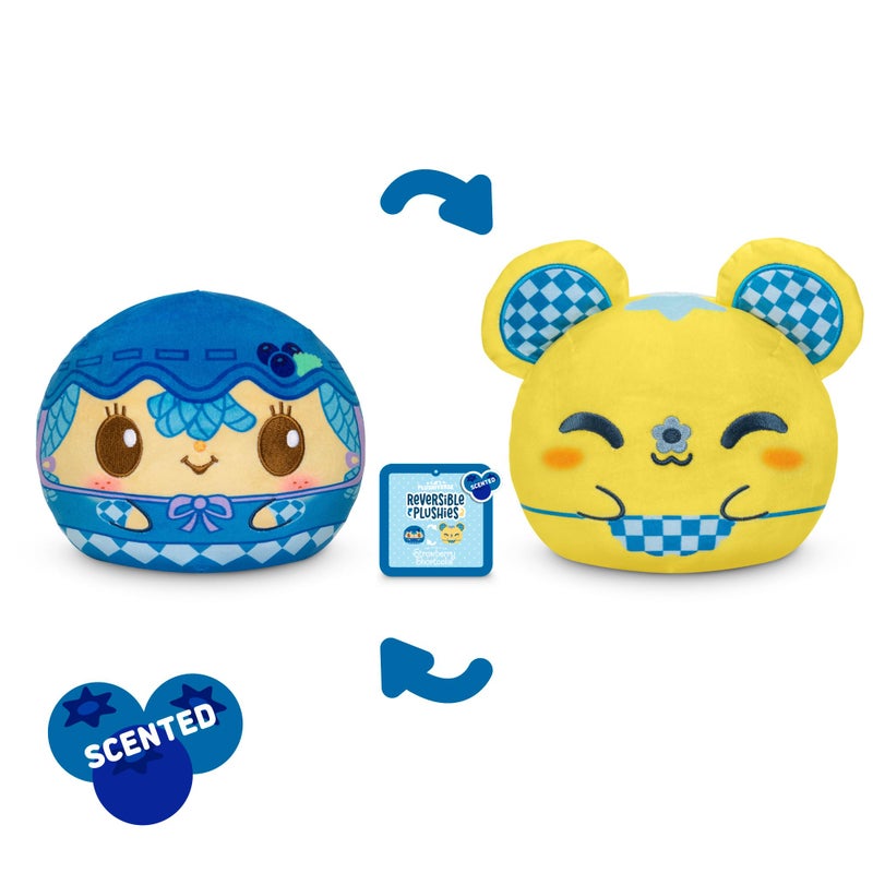 TeeTurtle Strawberry Shortcake Scented Reversible Plush - Blueberry Muffin and Cheesecake Mouse - Cute Kawaii 6" Blueberry Scented Plushie - Image 3