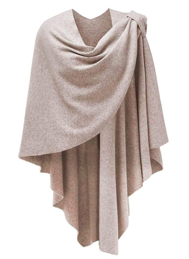 Puli Womens Large Cross Front Poncho Sweater Wrap Topper Oatmeal  - Image 2