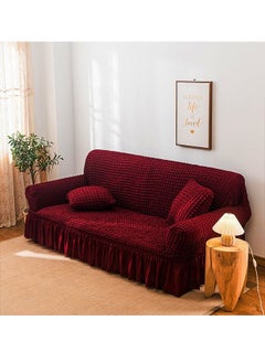Arabest Sofa Slipcover One Piece Easy Fit Stretch Couch Cover with Skirt Durable Washable High Elastic Stretchable Universal Furniture Protector (wine red, 2 Seats)  - Image 3