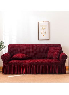 Arabest Sofa Slipcover One Piece Easy Fit Stretch Couch Cover with Skirt Durable Washable High Elastic Stretchable Universal Furniture Protector (wine red, 2 Seats)  - Image 2