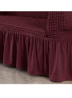Arabest Sofa Slipcover One Piece Easy Fit Stretch Couch Cover with Skirt Durable Washable High Elastic Stretchable Universal Furniture Protector (wine red, 2 Seats)  - Image 5