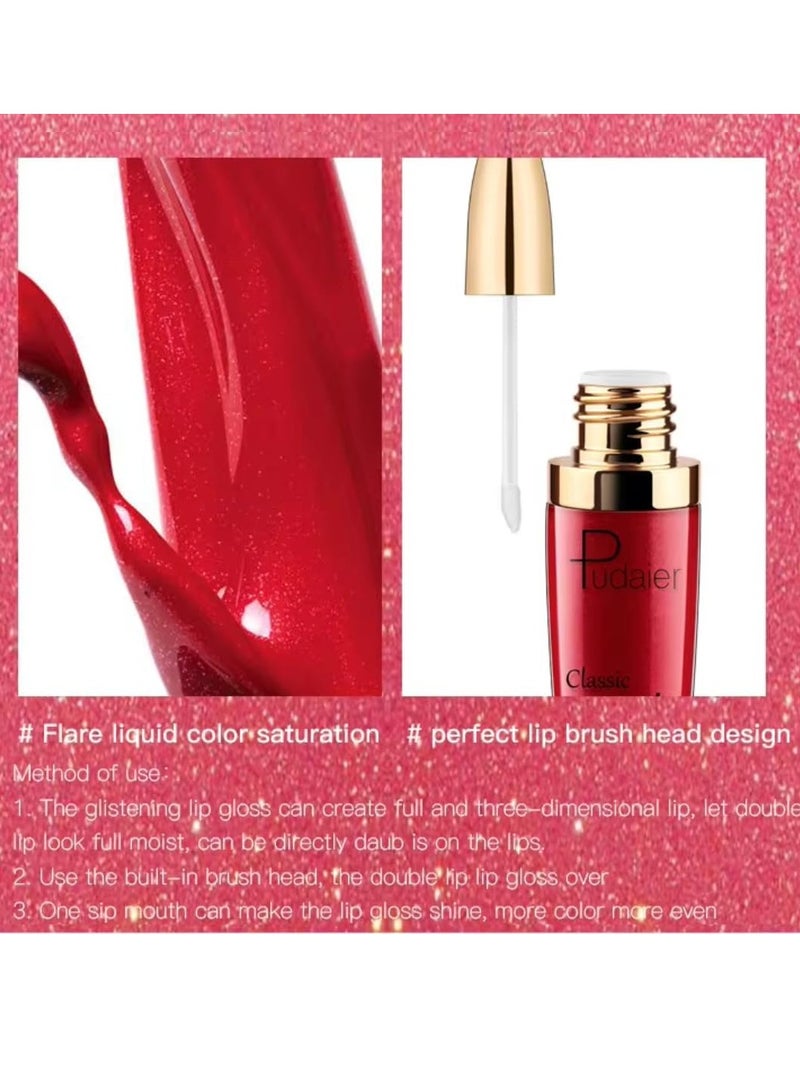 pudaier Diamond Glitter Shiny Matte Lipstick Glitter Liquid Lip Gloss Sparkling High Pigment Waterproof Long Lasting Lipstick Bold Shimmer Lip Glaze Lip Waterproof Lip Liner and Lipstick 02  - Image 2