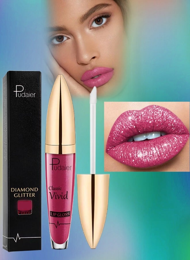 pudaier Diamond Glitter Shiny Matte Lipstick Glitter Liquid Lip Gloss Sparkling High Pigment Waterproof Long Lasting Lipstick Bold Shimmer Lip Glaze Lip Waterproof Lip Liner and Lipstick 02  - Image 1