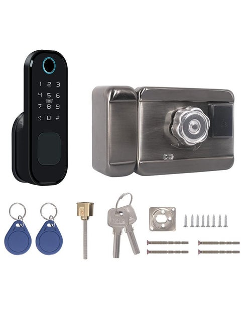 Tuya WiFi No Wiring Waterproof Fingerprint Lock Digital Code Electronic Door Lock For Home Security Compatible with Google Home Amazon Alexa