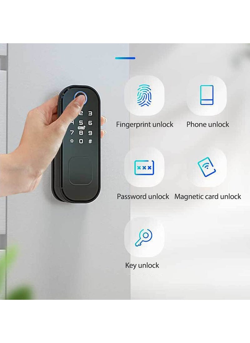 Tuya WiFi No Wiring Waterproof Fingerprint Lock Digital Code Electronic Door Lock For Home Security Compatible with Google Home Amazon Alexa