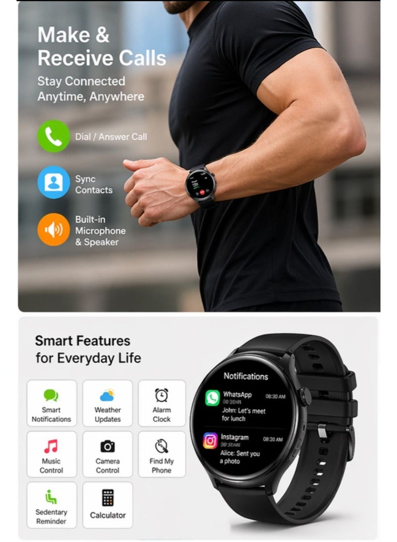HainoTeko Germany HainoTeko RW‑34 Watch 4 AMOLED Smartwatch with 3 Strap Set, Bluetooth Calling, Fitness Tracker, AMOLED Display, Compatible with Android & iOS - Image 3