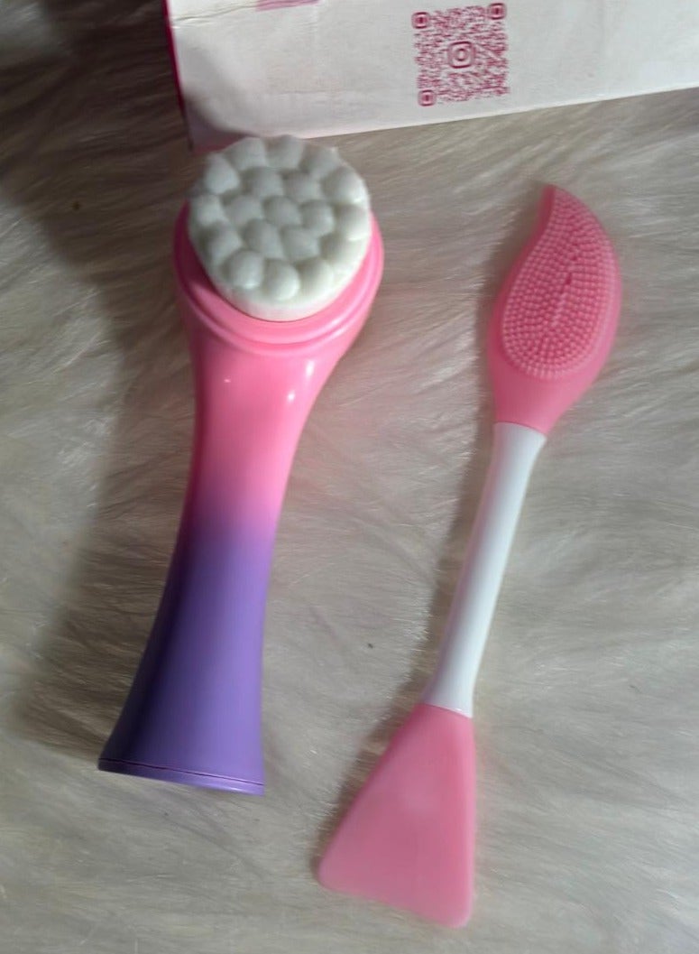 Generic maya accessories face Brush - Manual Facial Cleansing, 1Pcs Double Side Skin Care Facial Cleaning Brush,with Silicone Face Mask Brush And Mud Mask Applicator (2PCS) - Image 1
