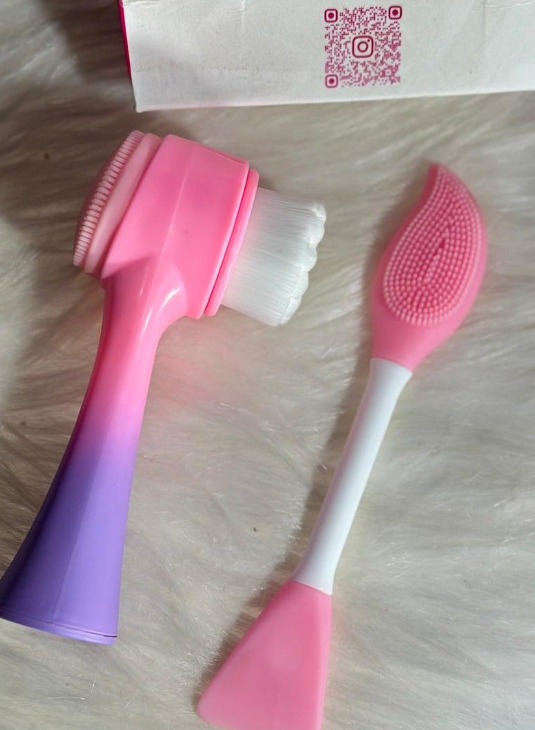 Generic maya accessories face Brush - Manual Facial Cleansing, 1Pcs Double Side Skin Care Facial Cleaning Brush,with Silicone Face Mask Brush And Mud Mask Applicator (2PCS) - Image 2