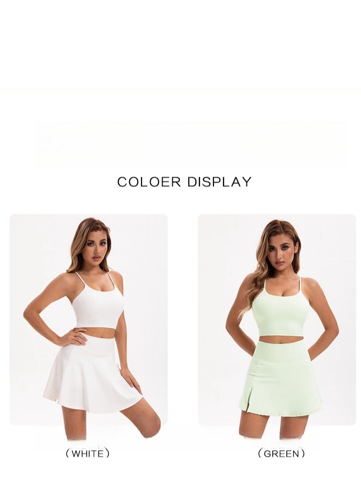 Girls' Short Skirt Anti Glare Outdoor High Waist Yoga Exercise Fitness Set - Image 3