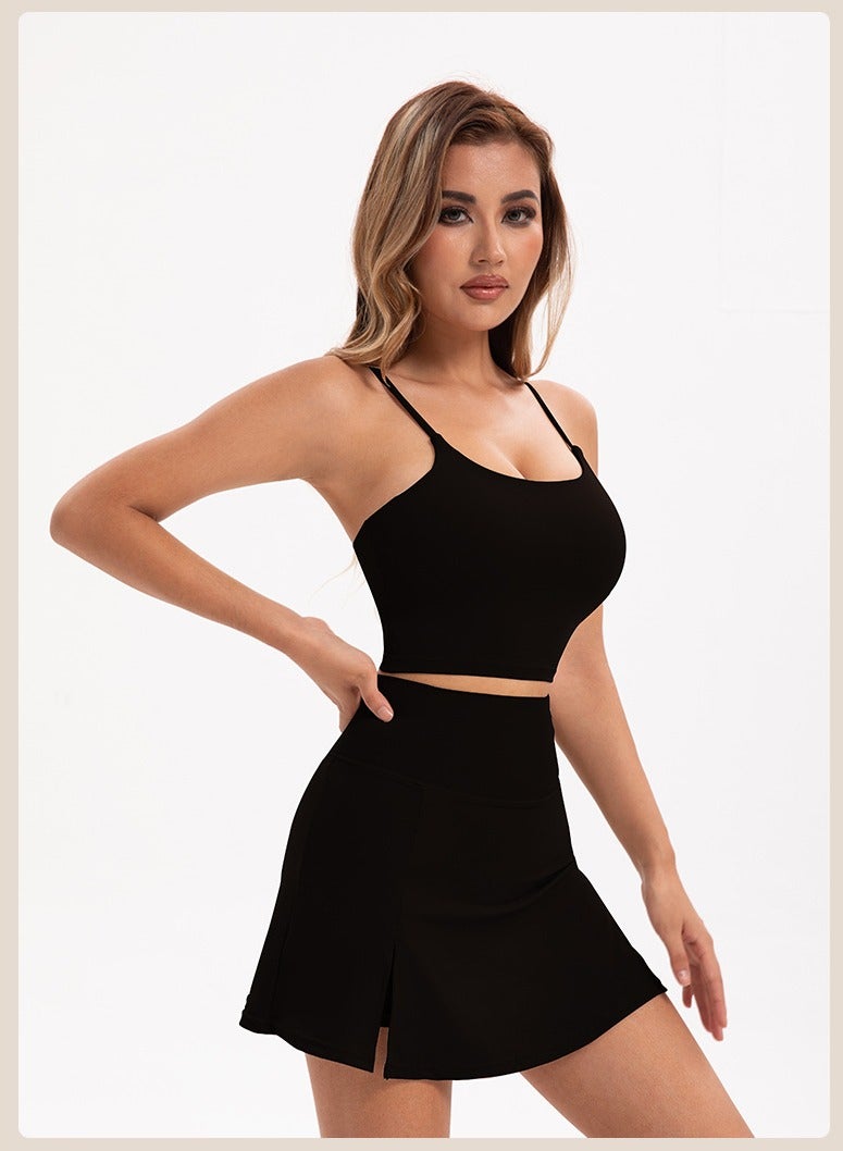 Girls' Short Skirt Anti Glare Outdoor High Waist Yoga Exercise Fitness Set - Image 5