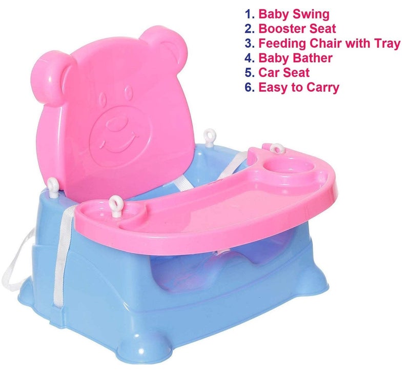 Goyal's 6-in-1 Baby Booster Seat Cum Swing with Feeding Tray - Blue Pink - Image 5