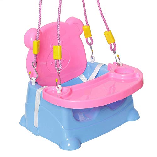 Goyal's 6-in-1 Baby Booster Seat Cum Swing with Feeding Tray - Blue Pink - Image 2