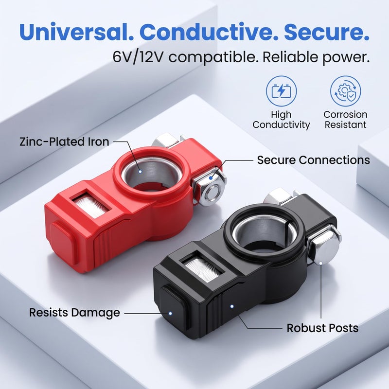 Dweekiy Battery Distribution Terminal, 2Pcs Universal Car Battery Terminals Cable Terminal Clamps Connectors with Protective Cover - Image 5