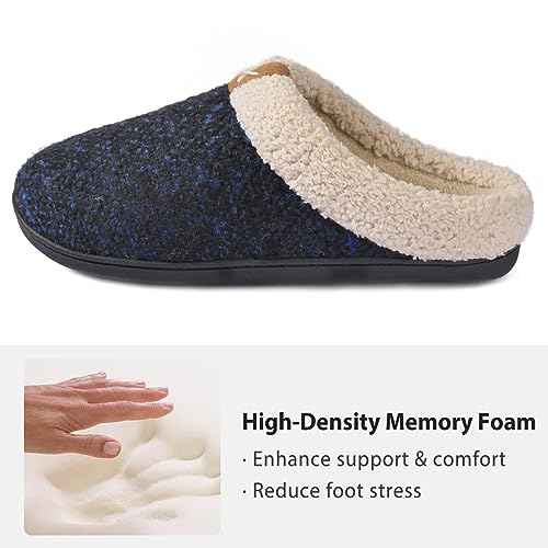 ULTRAIDEAS Mens Slip On Slippers, Sherpa Lined House Shoes with Memory Foam for Indoor Outdoor, Machine Washable (Upgrade Blue, Size 9-10) - Image 3
