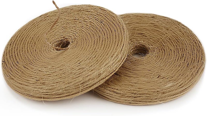 PH PERKHOMY PerkHomy 1200 Feet (2Pcs*600ft) Jute Twine String for Crafts Gift Wrapping Packing Gardening Crochet Knitting Macrame Decor (Brown 600ft*2pcs Pie-Shaped) - Image 1