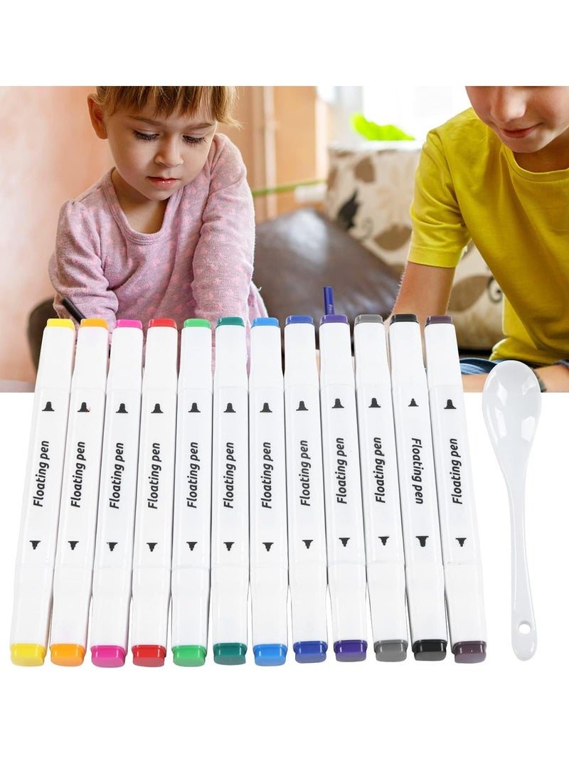 KASTWAVE Magical Water Painting Pen, 12 Colors Doodle Water Floating, Erasable Whiteboard Marker with Spoon, Colored Doodle Drawing Pen, Amazing Kids' Gifts for Boys and Girls - Image 1
