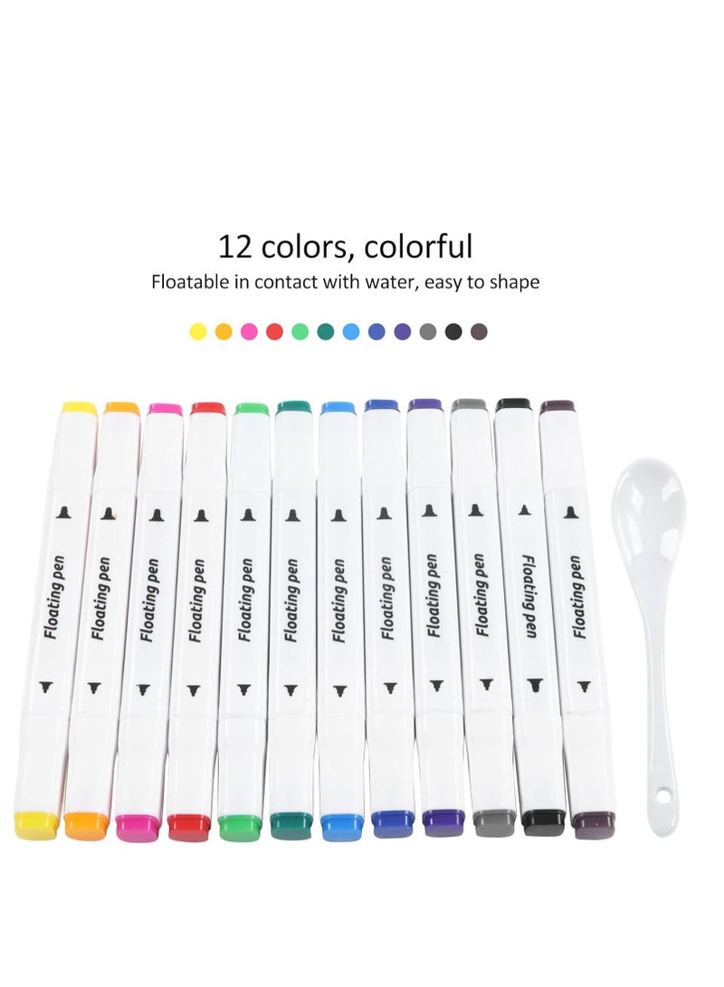 KASTWAVE Magical Water Painting Pen, 12 Colors Doodle Water Floating, Erasable Whiteboard Marker with Spoon, Colored Doodle Drawing Pen, Amazing Kids' Gifts for Boys and Girls - Image 4