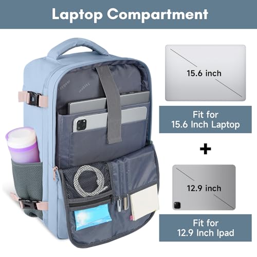 Taygeer Travel Backpack for Women, Carry On Backpack with USB Charging Port & Shoe Pouch, TSA 15.6inch Laptop Mochila Flight Approved, Nurse Bag Casual Daypack for Weekender Hiking, Powder Purple - Image 4