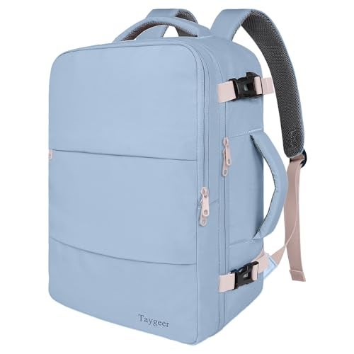 Taygeer Travel Backpack for Women, Carry On Backpack with USB Charging Port & Shoe Pouch, TSA 15.6inch Laptop Mochila Flight Approved, Nurse Bag Casual Daypack for Weekender Hiking, Powder Purple - Image 1