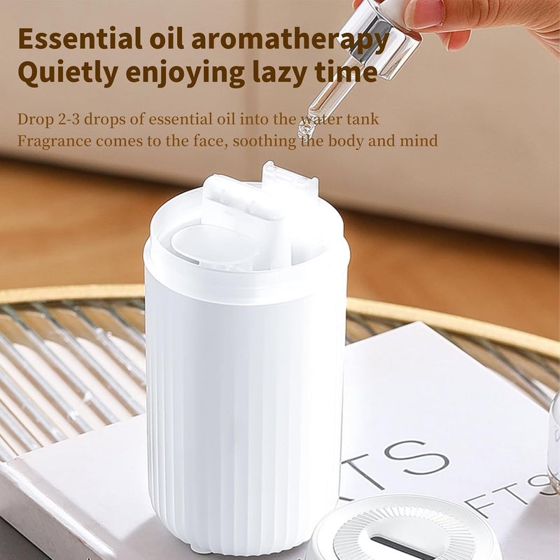 Lullaxx Car Aromatherapy Diffusers 100ml USB Mini Humidifier Ultrasonic Essential Oil Diffuser Cool Mist Air Refresher with Colorful atmosphere light for Car Office Bedroom Home (white) - Image 2