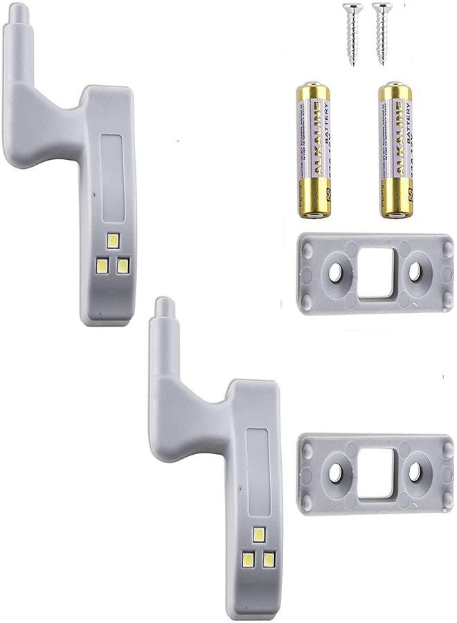 TECHBLAZE Set of 2 Wardrobe Cabinet Hinge LED Motion Sensor Lights, Almirah Lights Cupboard LED Hinge Lights Door Hinge Lighting Night Lights (Cool LED White Lights with Batteries (2 Lights) - Image 1
