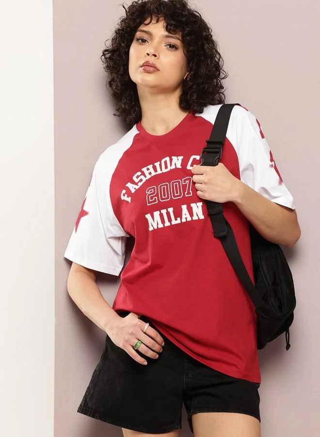 Dillinger Women Oversized Raglan Sleeve Printed T-Shirt