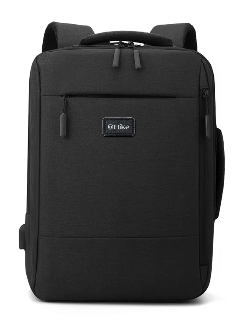 هايك Hike Unisex Slim Laptop Backpack 16-inch Water Resistant Shoulder Daypack with Built in USB Port for Travel/Business/College/School, HK911-BLACK