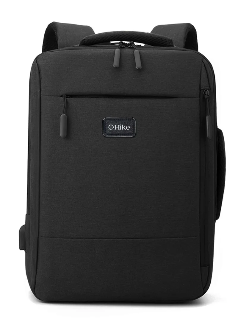Hike Black Unisex Slim Laptop Backpack 16-inch Water Resistant Shoulder Daypack with Built in USB Port for Travel/Business/College/School, HK911, Black  | Best Price UAE
