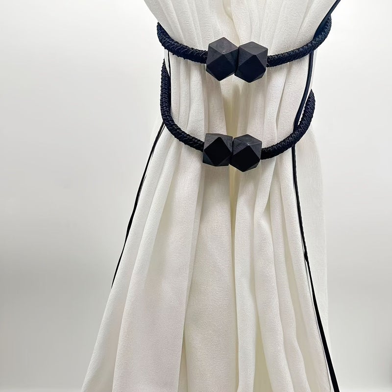White Modern Rope Curtain Lace 4Pcs Elegant Twist Design for Living Room Home Decoration - Image 3