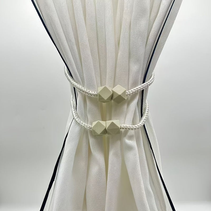 White Modern Rope Curtain Lace 4Pcs Elegant Twist Design for Living Room Home Decoration - Image 4