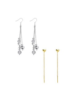 1 Yellow Chimes Long Threads with Beads Alloy Tassel Earring for Women  Gi|1 Yellow Chimes Gold-Plated Heart Design Threader Earrings For Women  Girl