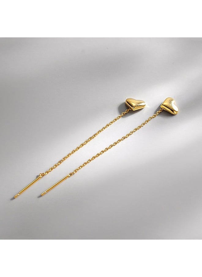 YELLOW CHIMES - 1 Yellow Chimes Long Threads with Beads Alloy Tassel Earring for Women  Gi|1 Yellow Chimes Gold-Plated Heart Design Threader Earrings For Women  Girl - Image 1