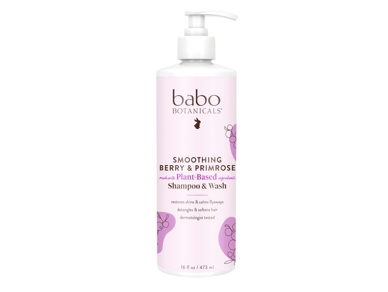 Babo Botanicals Smoothing Berry 2-in-1 Shampoo & Wash - Detangling & Nourishing - Eliminates Frizz & Prevents Static - Evening Primrose Oil - For all ages - Light Berry Fragrance- Vegan - Image 1