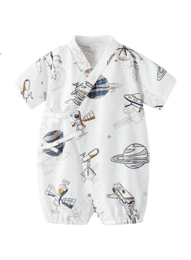 Beptides Baby Summer Romper Short Sleeve Bamboo Cotton Gauze Newborn Baby Bodysuit Crawling Suit Sleepwear - Image 1