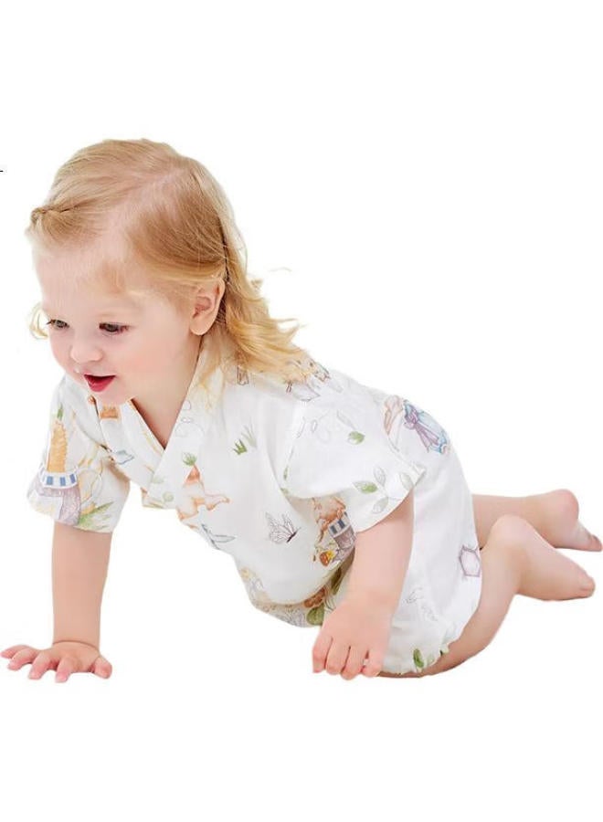 Beptides Baby Summer Romper Short Sleeve Bamboo Cotton Gauze Newborn Baby Bodysuit Crawling Suit Sleepwear - Image 3