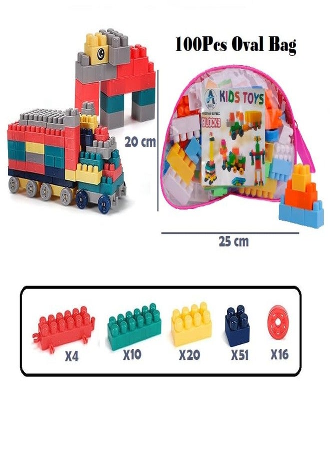 ARIZON ENTERPRISE ARIZON Interlocking Blocks Smart & Fun Activity Puzzle Game for Kids with 100+ Pieces. Ignite Imagination and Creativity with This Educational Toy Set.(Premium Pink Bag Packing) - Image 2