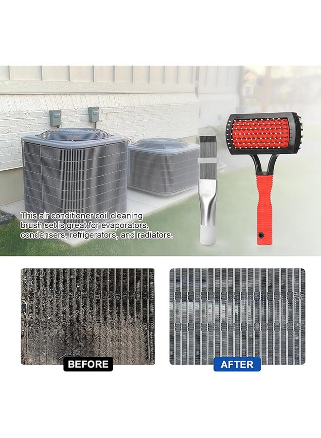 KASTWAVE Air Conditioner Coil Cleaning Brush Set, 1 Dual-Sided Evaporator Coil Cleaner & 1 Ac Fin Comb, Hvac Cleaner For Efficient Maintenance - Image 5