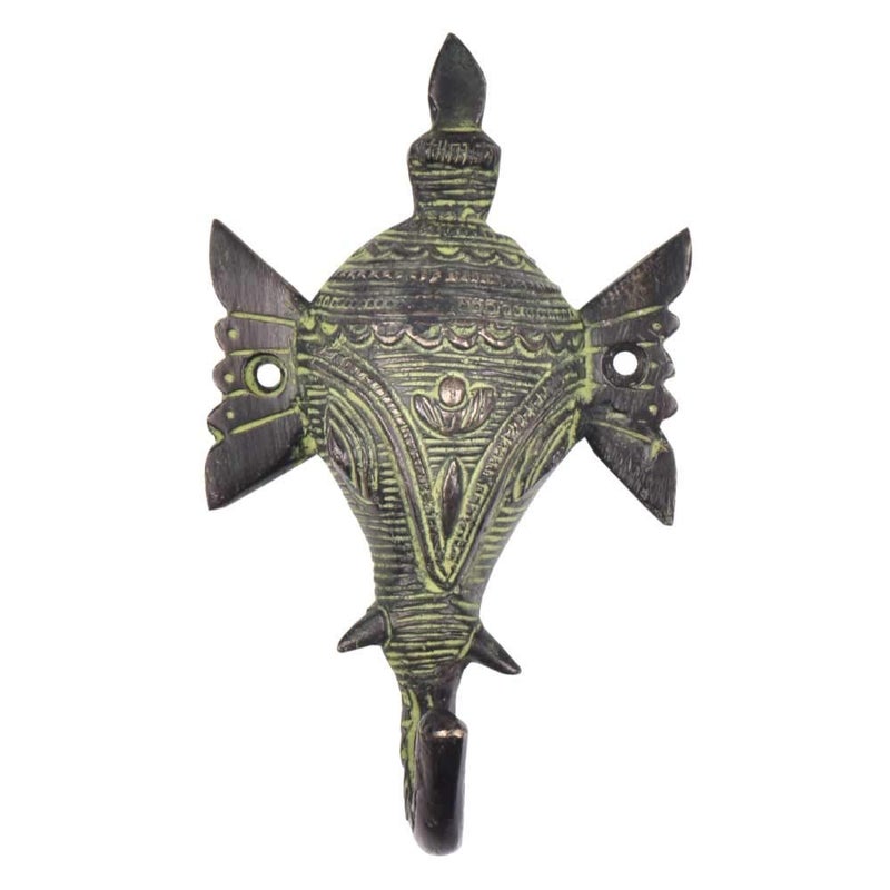 Indian-Shelf IndianShelf 1 Piece Key Holder Tribal Elephant Face Vintage Brass Decorative Wall Hooks for Hanging Unique Coat Rack Wall Mount Antique Towel Hangers Antique  - Image 1