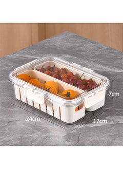HQ-GAMING Salad Bar Containers for Fridge, 2 Compartment Divided Serving Tray with Lid for Fridge Fruit Charcuterie Storage, Veggie Tray Drainer Container Berry Snackle Box Container, BPA-Free  - Image 2