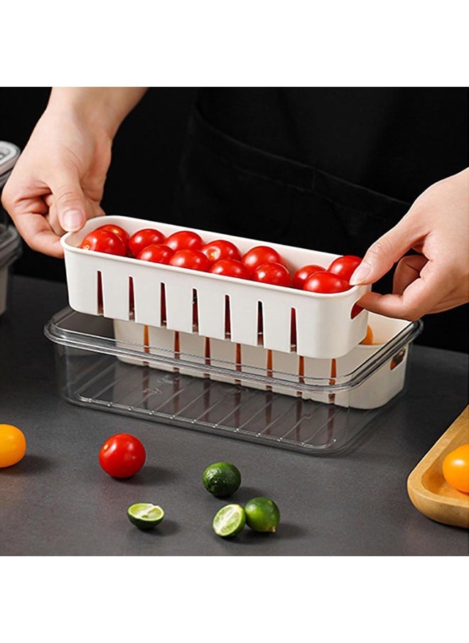 HQ-GAMING - Salad Bar Containers for Fridge, 2 Compartment Divided Serving Tray with Lid for Fridge Fruit Charcuterie Storage, Veggie Tray Drainer Container Berry Snackle Box Container, BPA-Free - Image 1