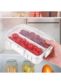 HQ-GAMING Salad Bar Containers for Fridge, 2 Compartment Divided Serving Tray with Lid for Fridge Fruit Charcuterie Storage, Veggie Tray Drainer Container Berry Snackle Box Container, BPA-Free  - Image 5