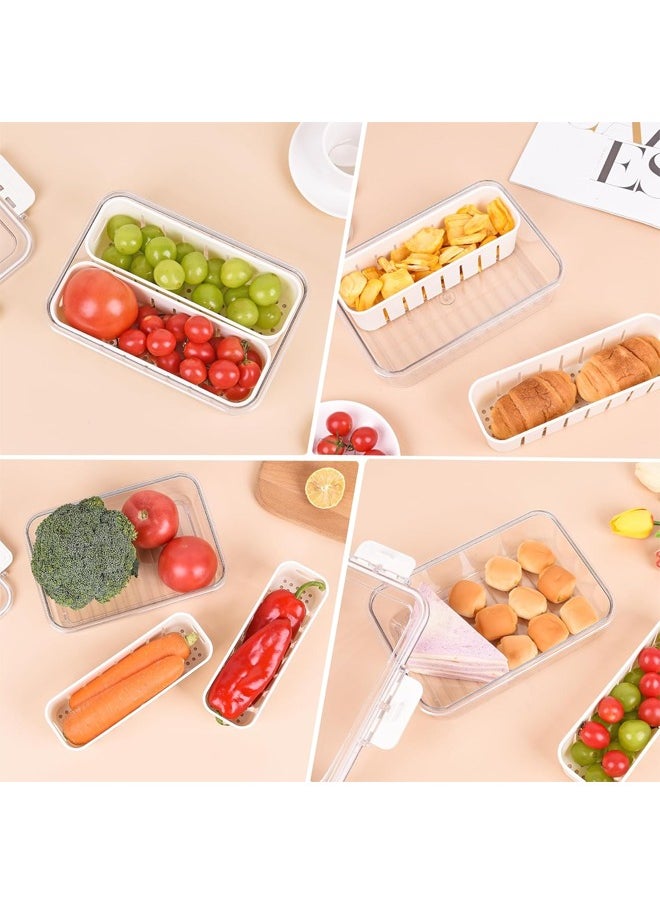 HQ-GAMING - Salad Bar Containers for Fridge, 2 Compartment Divided Serving Tray with Lid for Fridge Fruit Charcuterie Storage, Veggie Tray Drainer Container Berry Snackle Box Container, BPA-Free - Image 1