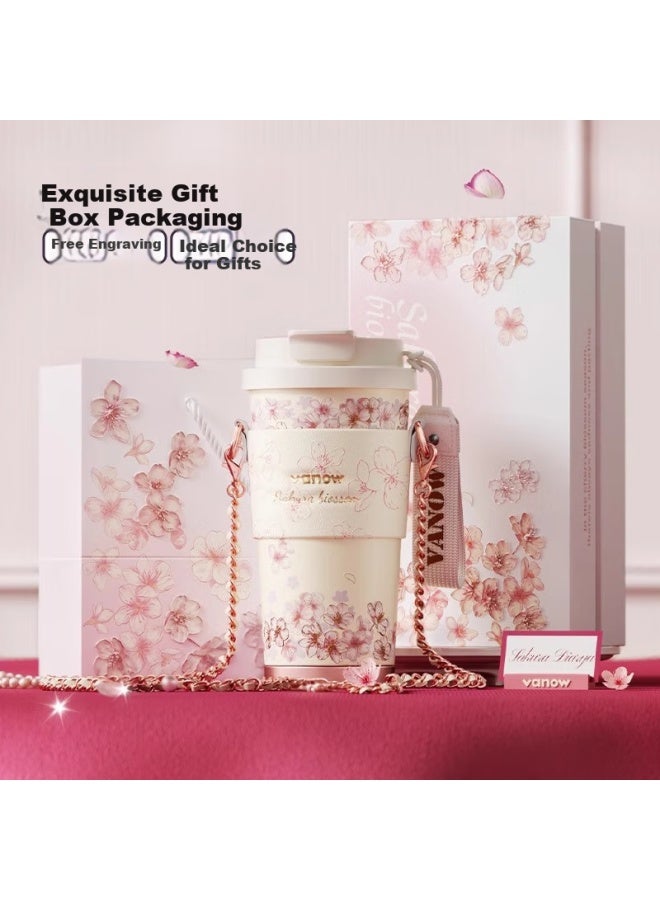 Vanow Coffee Mug Insulated Cup, High-Value Birthday Gift For Women, Ceramic Inner Liner, Straw Water Cup, Large Capacity, With Strap - Image 3