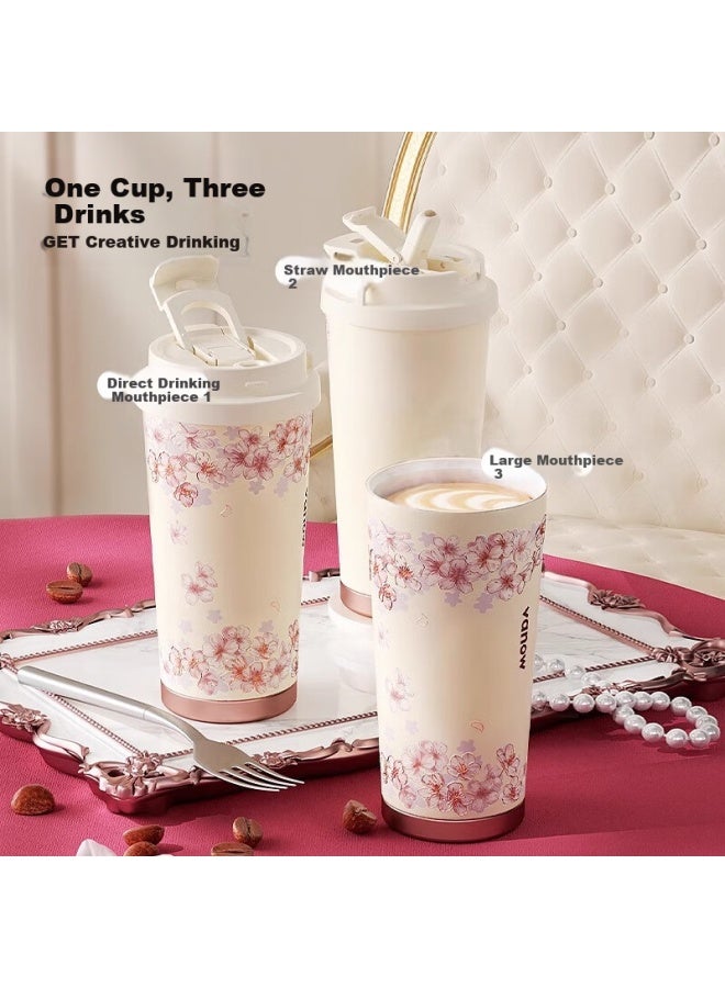 Vanow Coffee Mug Insulated Cup, High-Value Birthday Gift For Women, Ceramic Inner Liner, Straw Water Cup, Large Capacity, With Strap - Image 1