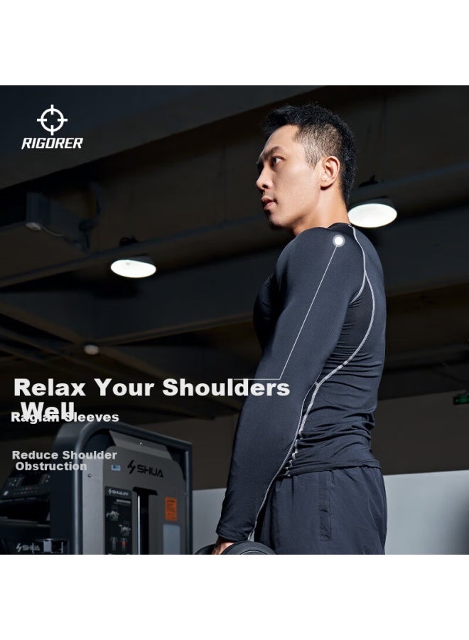 Rigorer Men's Quick-dry Compression Fitness Long Sleeve Shirt, Stylish Casual Sportswear, Comfortable Breathable Sweatshirt - Image 2