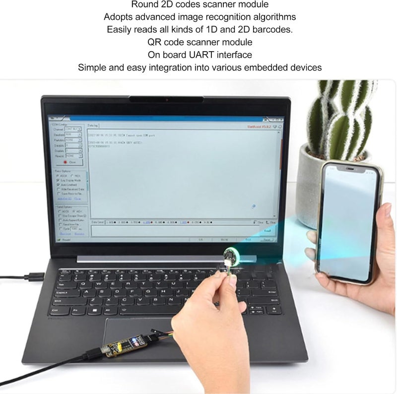 Round 2D Codes Scanner Module, High Accuracy QR Code Reader with LED Indicator, UART Interface for Screen and Barcode Scanning in Elevators and Kiosks - Image 5