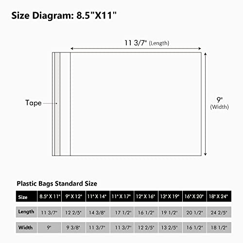 Somime 50 Pack Acid-Free Crystal Clear Sleeves Storage Bags for 8.5x11 Art Prints/Pictures/Photos/Framing Mat Mattes (Bag Size: 9"x11 3/7") - Image 2