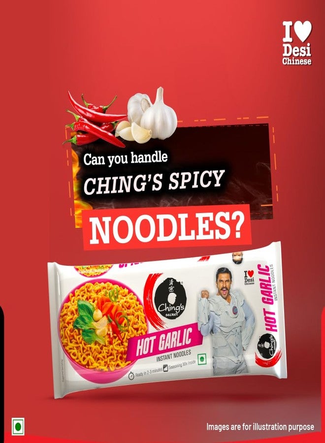 Ching's Ching’s Hot Garlic Flavour Instant Noodles, Desi Chinese Flavour, Vegetarian, 240g - Image 3