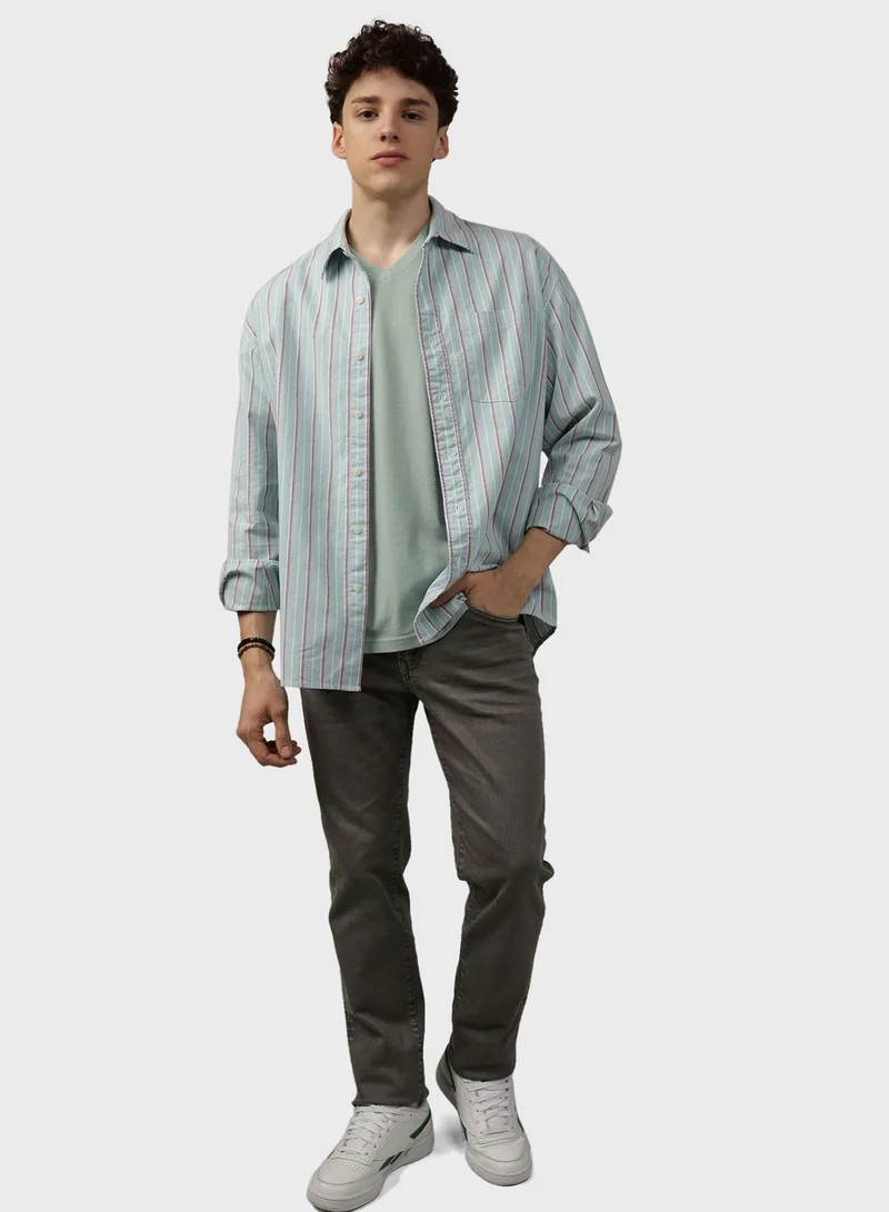 American Eagle Striped Relaxed Fit Shirt