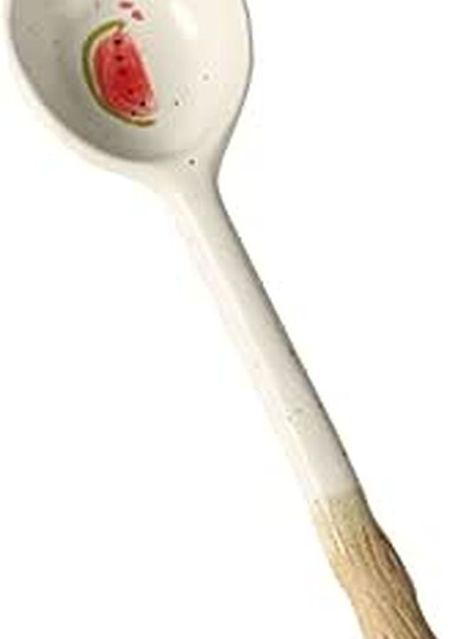 Japanese Style Ceramic Soup Spoon Long Handle Lightweight Watermelon Color Kitchen Tableware - Image 1